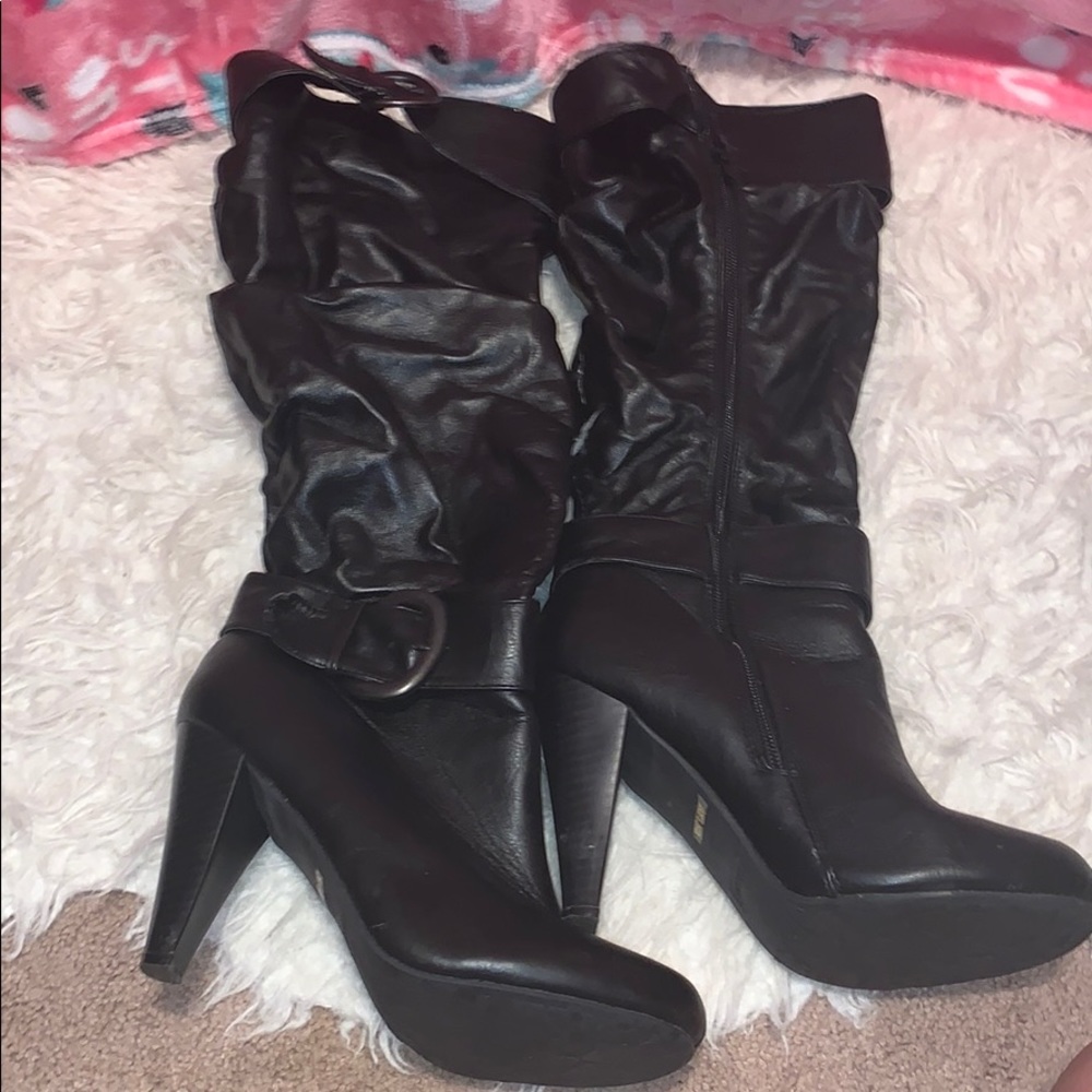 BAMBOO Knee high black high heel boots